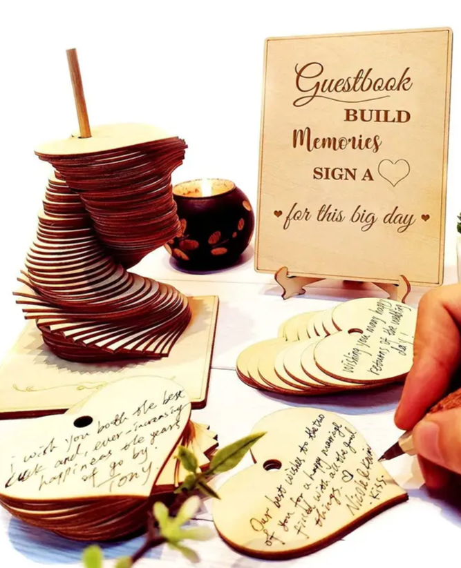 Wooden hearts Guest Book