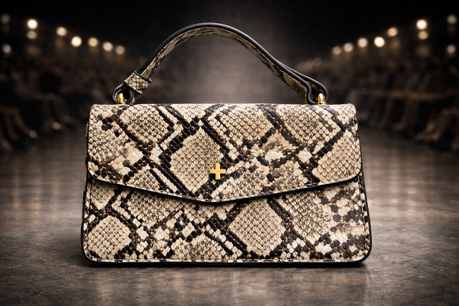 Premium Snake Print Top Handle Bag