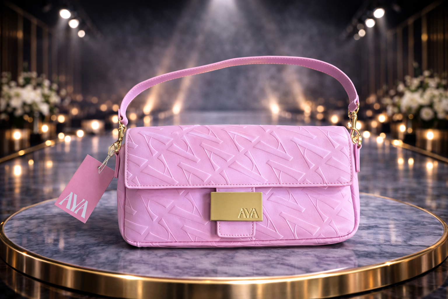 Premium AVA Embossed Shoulder Bag – Blush Pink