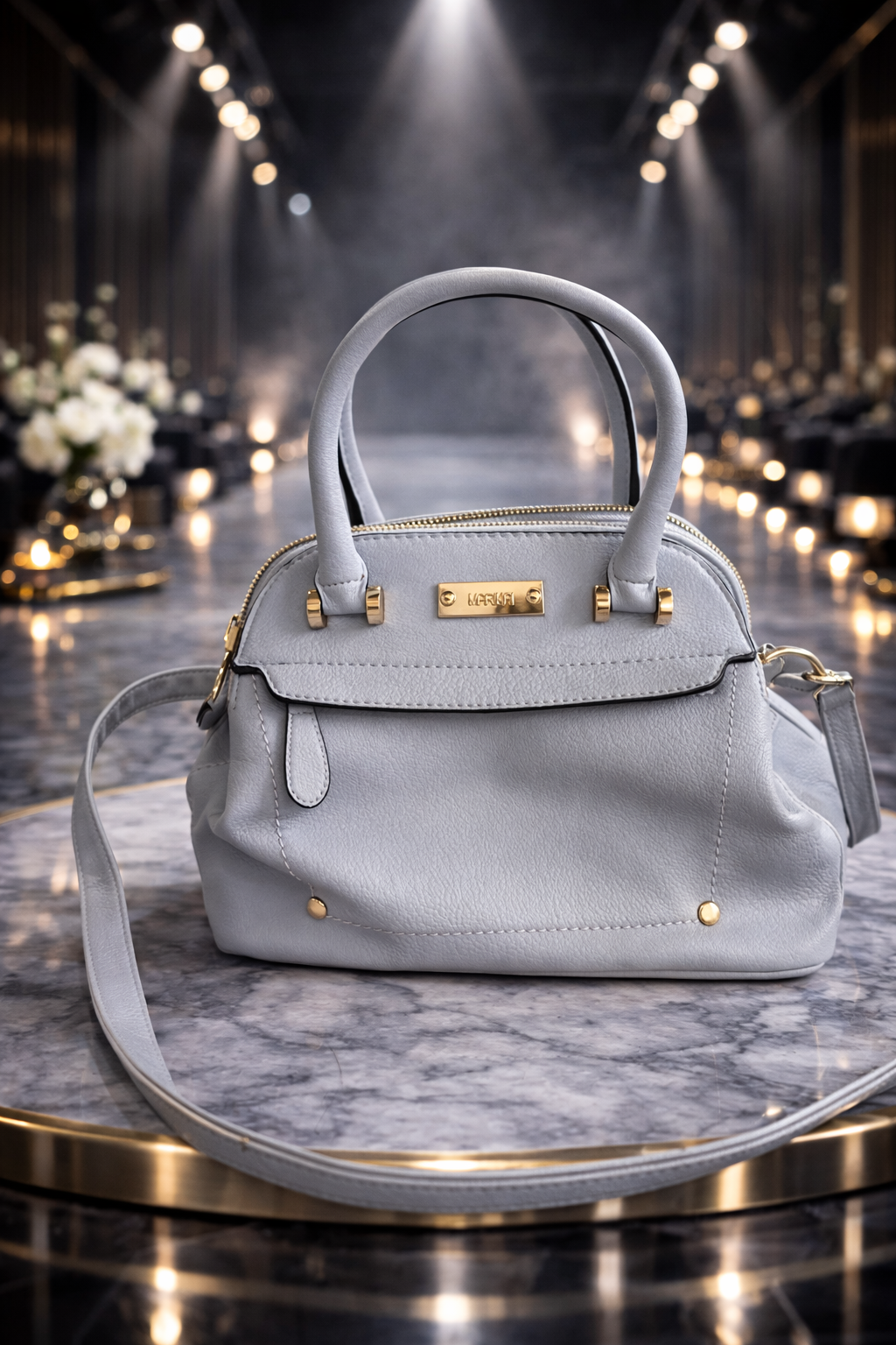 Premium Soft Grey Top Handle Crossbody Bag