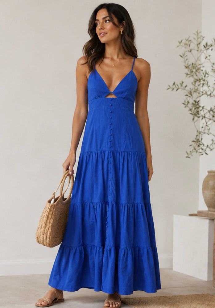 Seven Wonders Blue Tiered Maxi Dress – Size AU 12