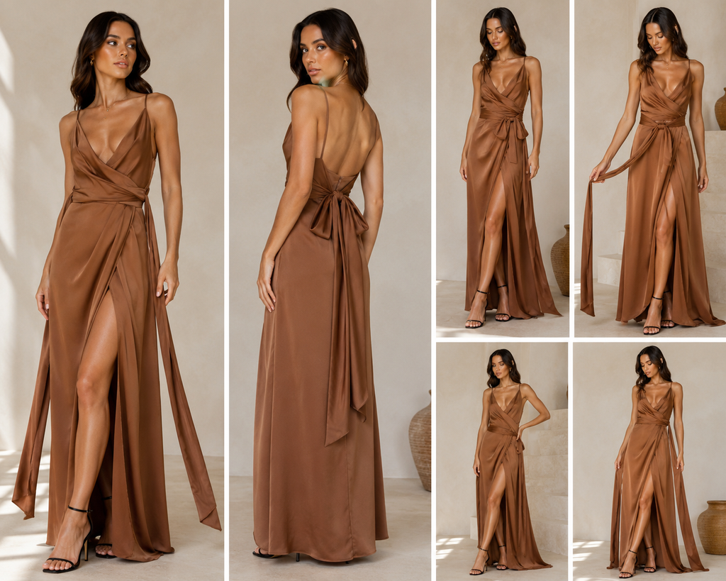Showpo Satin Wrap Maxi Dress – Size AU 12