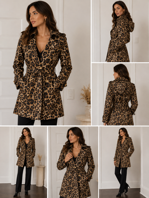 Michael Kors Leopard Print Trench Coat – Size L